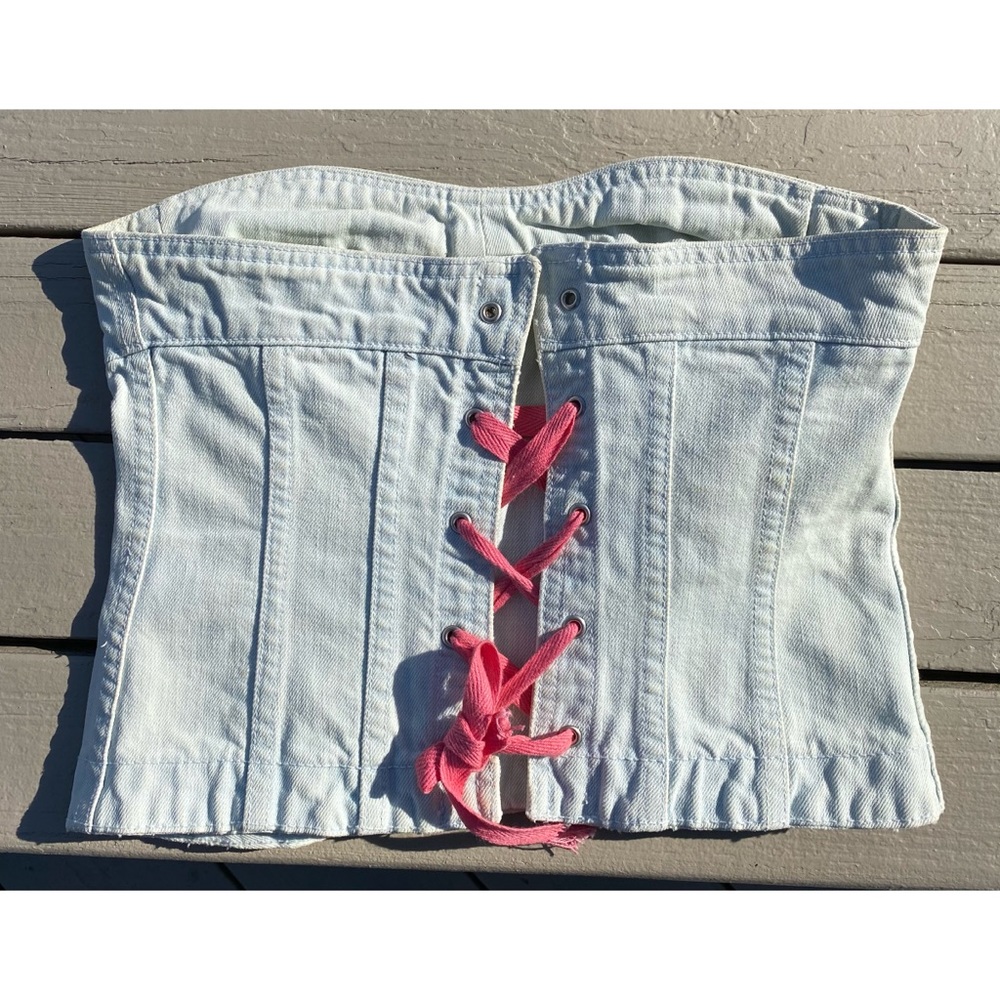Marc Jacobs Jean Corset Top with Pink Laces size 2